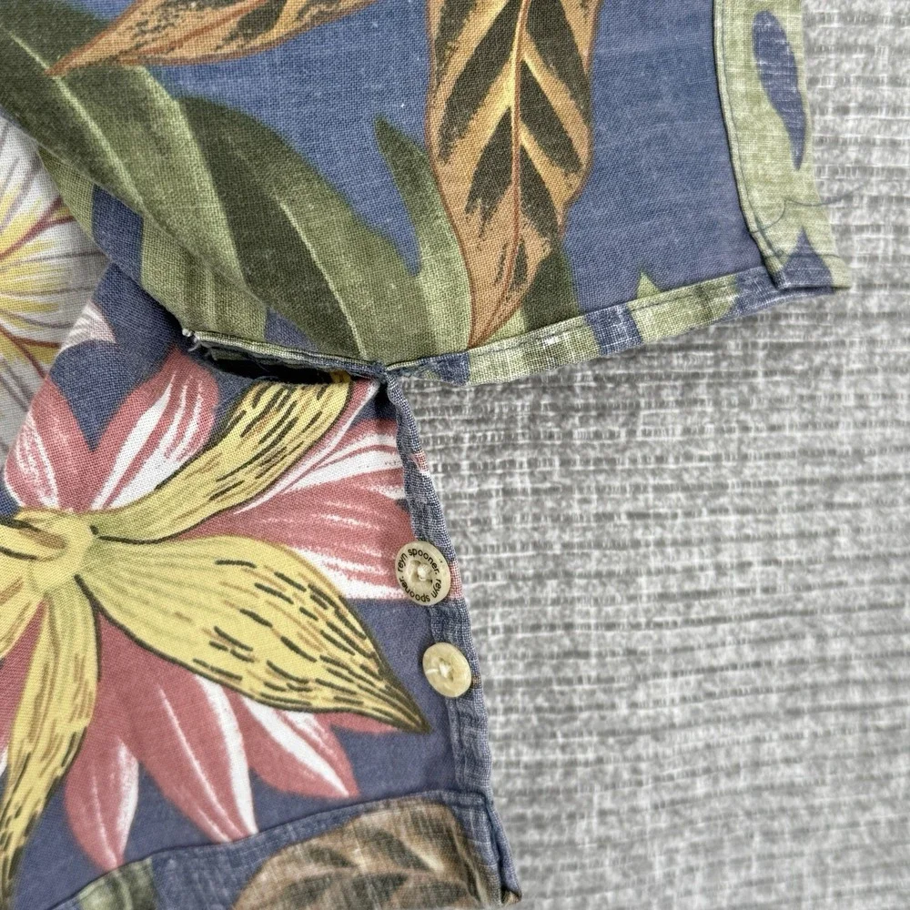 Vtg 90s Reyn Spooner Sz 3XL Hawaiian Popover Blue Pink Floral Botanical Nature‎